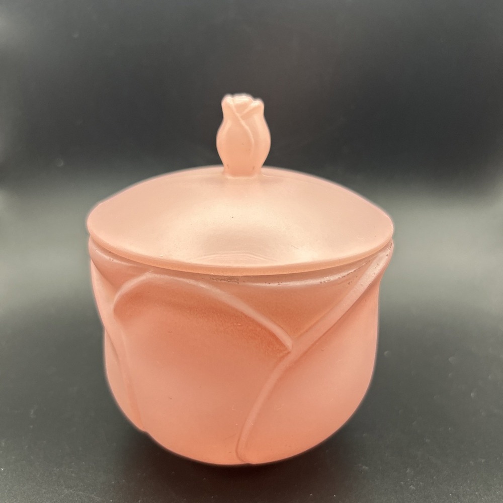 Vintage Avon Glow of Roses Candle Holder Trinket Jar Cottage Core Romantic 90s